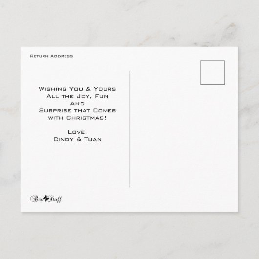 世界のミニマルなクリスマスフォトに喜びを描く ポストカード (裏面)