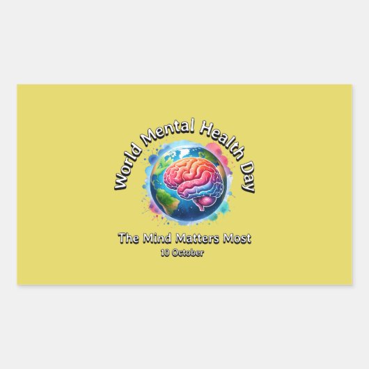 世界のメンタルヘルスの日。心が最も大事だ。 長方形シール (正面)