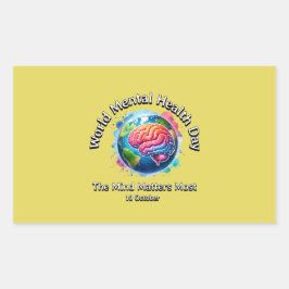 世界のメンタルヘルスの日。心が最も大事だ。 長方形シール