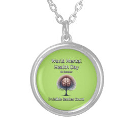 世界のメンタルヘルスの日。見えない戦いは数えられる。 シルバープレートネックレス