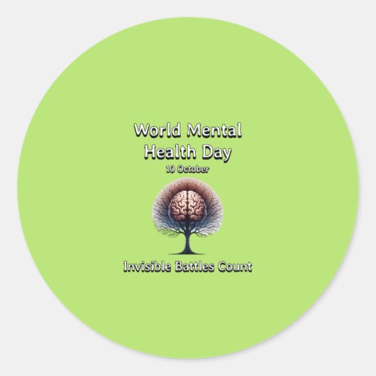 世界のメンタルヘルスの日。見えない戦いは数えられる。 ラウンドシール (正面)