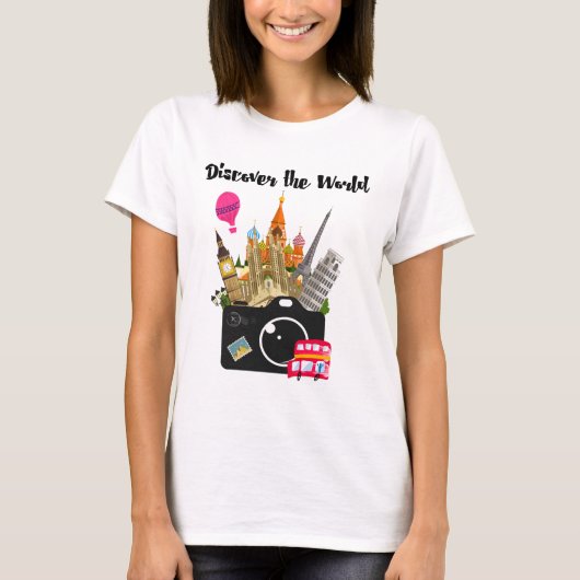 世界のヨーロッパのランドマーク旅行を発見 Tシャツ (正面)