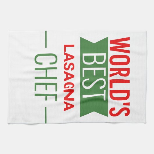 世界のラザガ最高のナシェフ – 赤い白い緑 キッチンタオル (横)