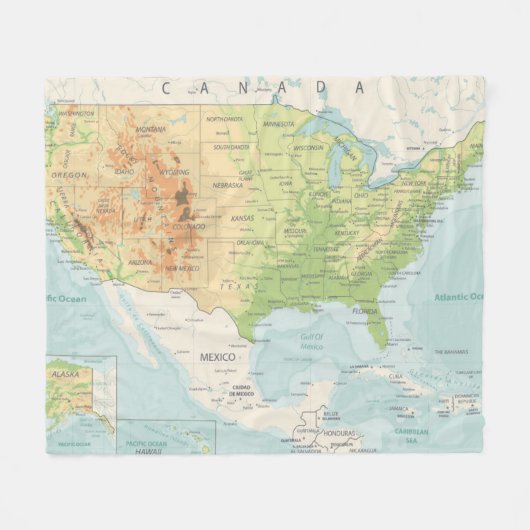 世界のレトロのカラーマップ フリースブランケット (正面(横))