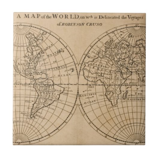 世界のロビンソンCrusoeの地図 タイル (正面)