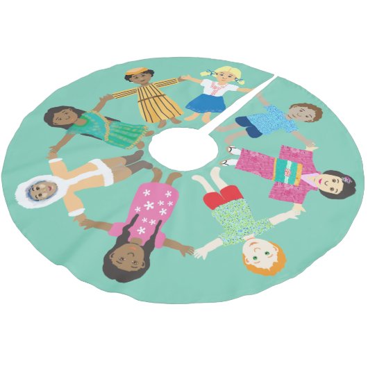 世界の一つの家庭である地上の平和 ブラッシュドポリエステルツリースカート (アングル)