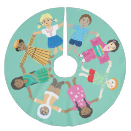 世界の一つの家庭である地上の平和 ブラッシュドポリエステルツリースカート