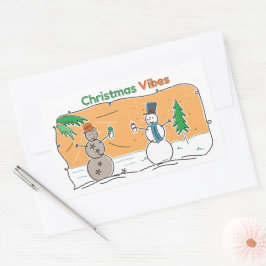 世界の一部からのクリスマスビブ 長方形シール