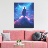 世界の上のイエス – 水の色の神の存在 キャンバスプリント (インサイチュ (リビング))