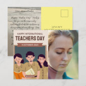 世界の先生に対する幸せな先生の日 シーズンポストカード (正面/裏面)