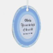 世界の光の赤ちゃんブルーバイブル聖書名 メタルオーナメント (正面右)