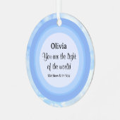 世界の光の赤ちゃんブルーバイブル聖書名 メタルオーナメント (正面左)