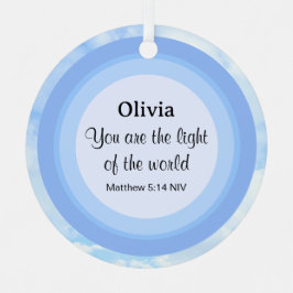 世界の光の赤ちゃんブルーバイブル聖書名 メタルオーナメント