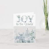 世界の冬の水の色ウッドランドスタッグへの喜び シーズンカード (正面)