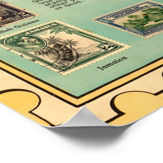 世界の切手の地図 ポスター (角)