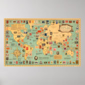 世界の切手の地図 ポスター (正面)