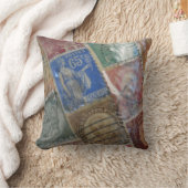 世界の切手の枕 クッション (ブランケット)