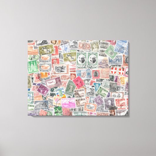 世界の切手キャンバスアユニークルト キャンバスプリント (正面)