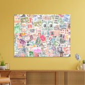 世界の切手キャンバスアユニークルト キャンバスプリント (インサイチュ (リビング))