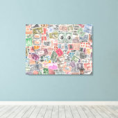 世界の切手キャンバスアユニークルト キャンバスプリント (インサイチュ (ウッドフロア))