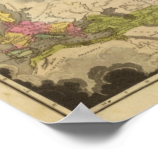 世界の刻印された地図 ポスター (角)