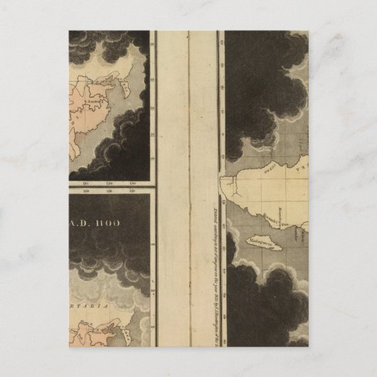 世界の刻印された地図 ポストカード (正面)