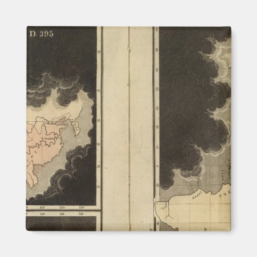 世界の刻印された地図 マグネット (正面)