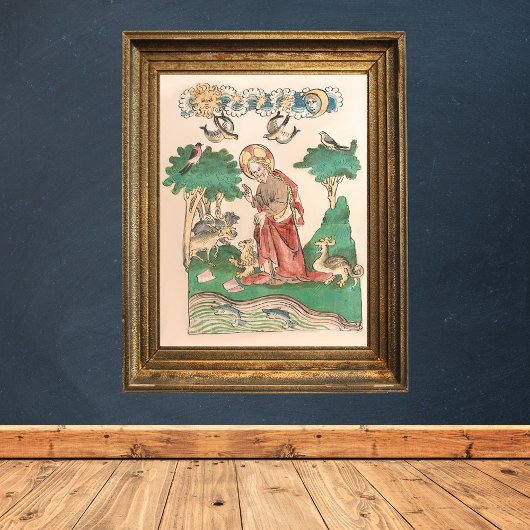 世界の創造 – 聖書中世の写本 ポスター