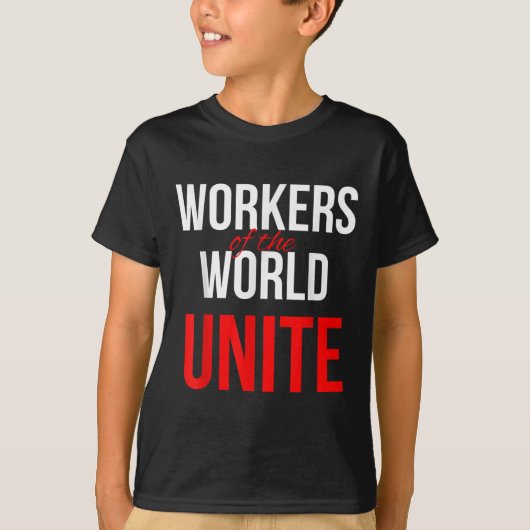 世界の労働者が団結する Tシャツ (正面)