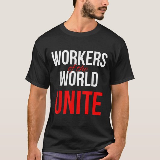 世界の労働者が団結する Tシャツ (正面)