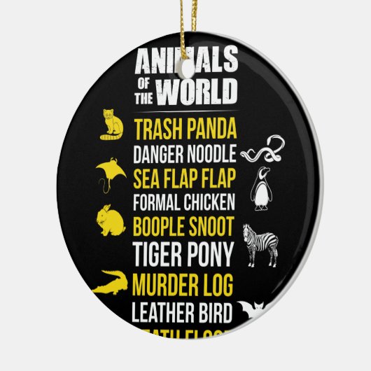 世界の動物たちがパンダの危険な麺 セラミックオーナメント (左)