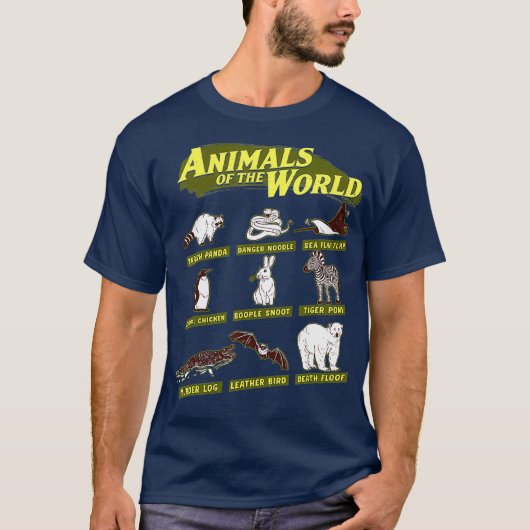 世界の動物たちのゴミ箱パンダの危険名 Tシャツ (正面)