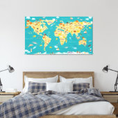 世界の動物の地図子供へ キャンバスプリント (インサイチュ (寝室))