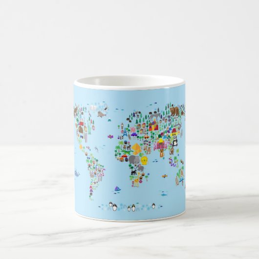 世界の動物の地図 コーヒーマグカップ (中央)