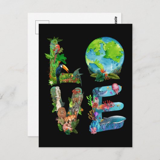 世界の動物の日ラブシャツ動物の保護 ポストカード (正面/裏面)