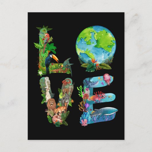 世界の動物の日ラブシャツ動物の保護 ポストカード (正面)