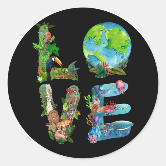 世界の動物の日ラブシャツ動物の保護 ラウンドシール (正面)