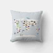 世界の動物マップ 子ども部屋用 クッション (正面)