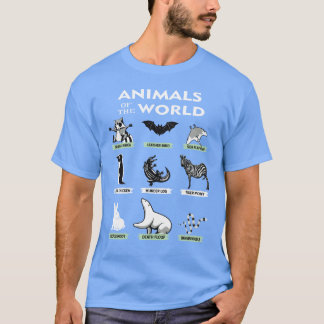 世界の動物+おもしろい動物の本当の名前 女子 Tシャツ