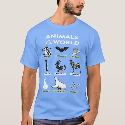 世界の動物+おもしろい動物の本当の名前 女子 Tシャツ (正面)