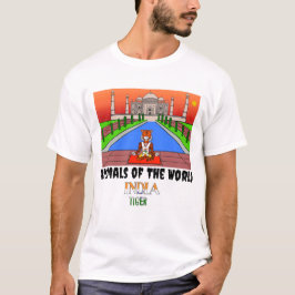 世界の動物 インドのトラ メンズTシャツ Tシャツ