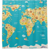 世界の動物 シャワーカーテン (正面)