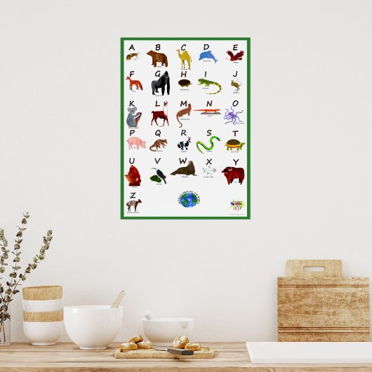 世界の動物 ABC ポスター (キッチン)