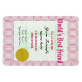 世界の友最高の人賞証書を作る マグネット (横)