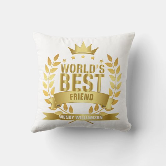 世界の友最高の友金ゴールドおもしろい クッション (裏面)