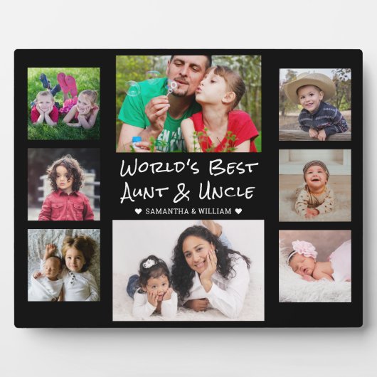 世界の叔母と最高の叔父の8フォトコラージュブラック フォトプラーク (正面)