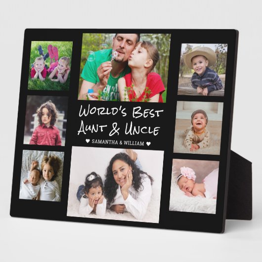 世界の叔母と最高の叔父の8フォトコラージュブラック フォトプラーク (側面)