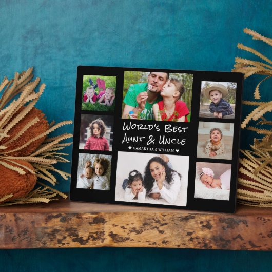 世界の叔母と最高の叔父の8フォトコラージュブラック フォトプラーク (側面)