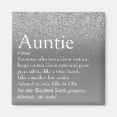 世界の叔母アウ最高のンティ定義シルバーグリッター マグネット (正面)