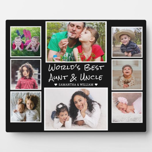 世界の叔母最高のと叔父の8写真コラージュ フォトプラーク (正面)